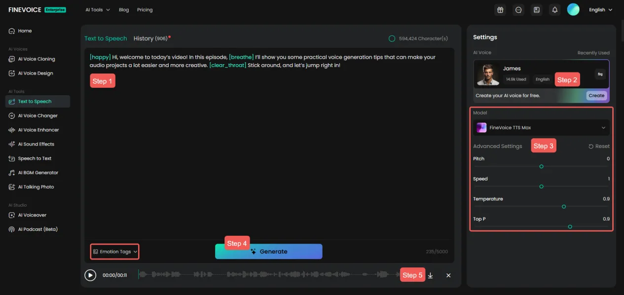 FineVoice Text to Speech