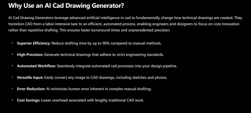 AI CAD drawing generator benefits for technical design work