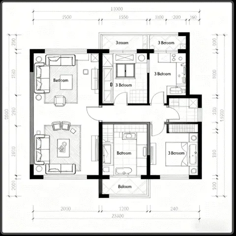 Residential floor plan layout with room dimensions