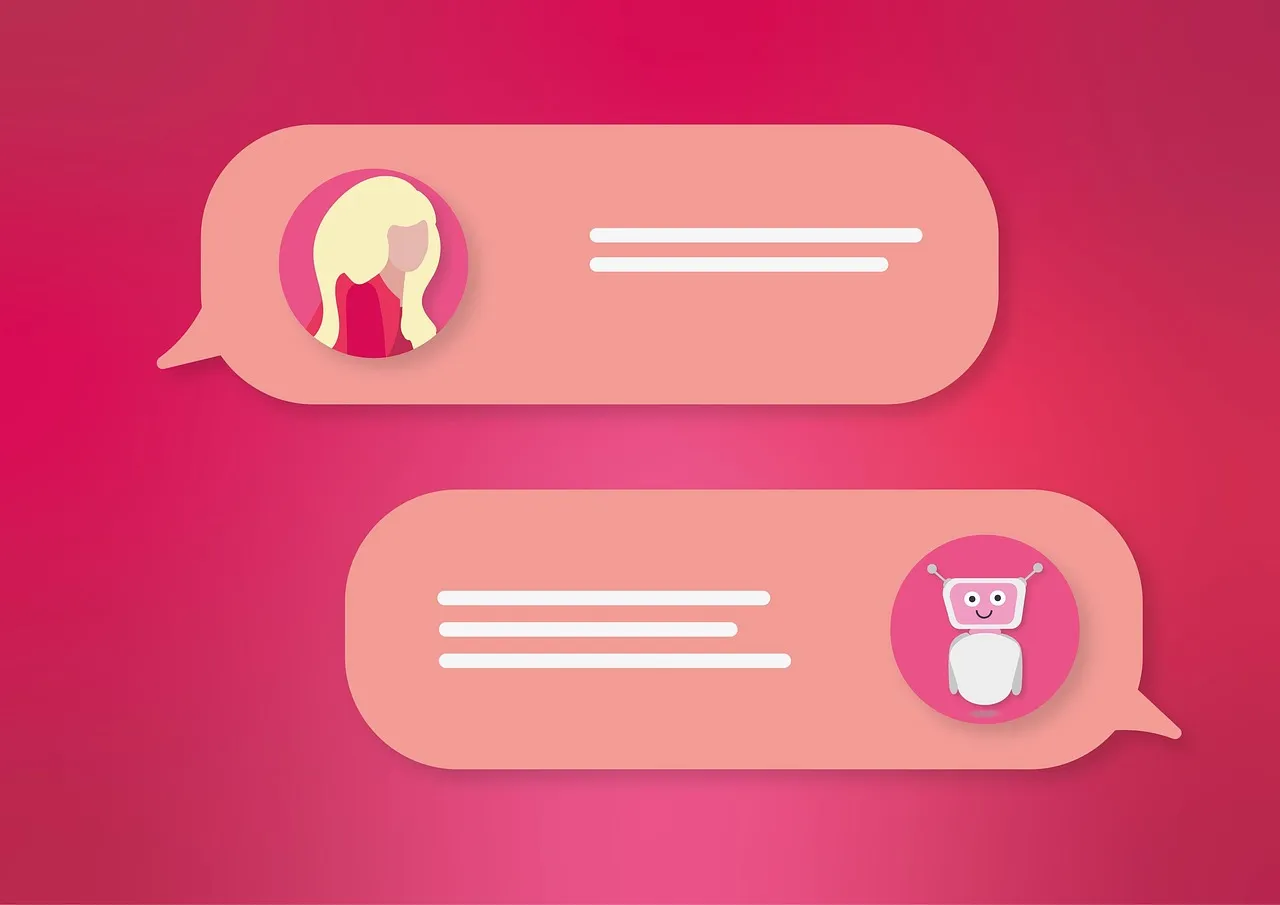 Pink chat bubbles: user and robot conversation interface design.